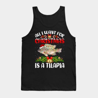 Funny Santa Hat All I Want For Christmas Is A Tilapia Fish Tank Top